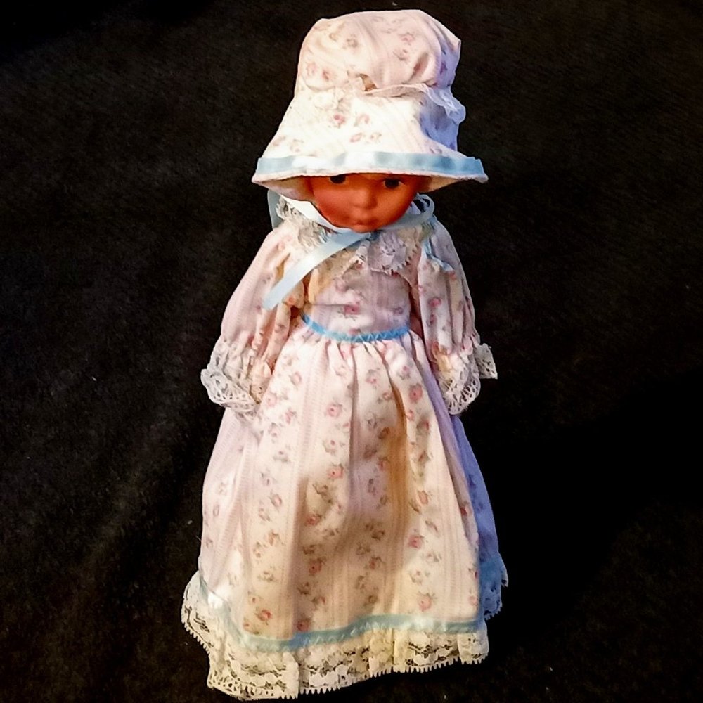 Vintage Plastic Doll with Country Clothes